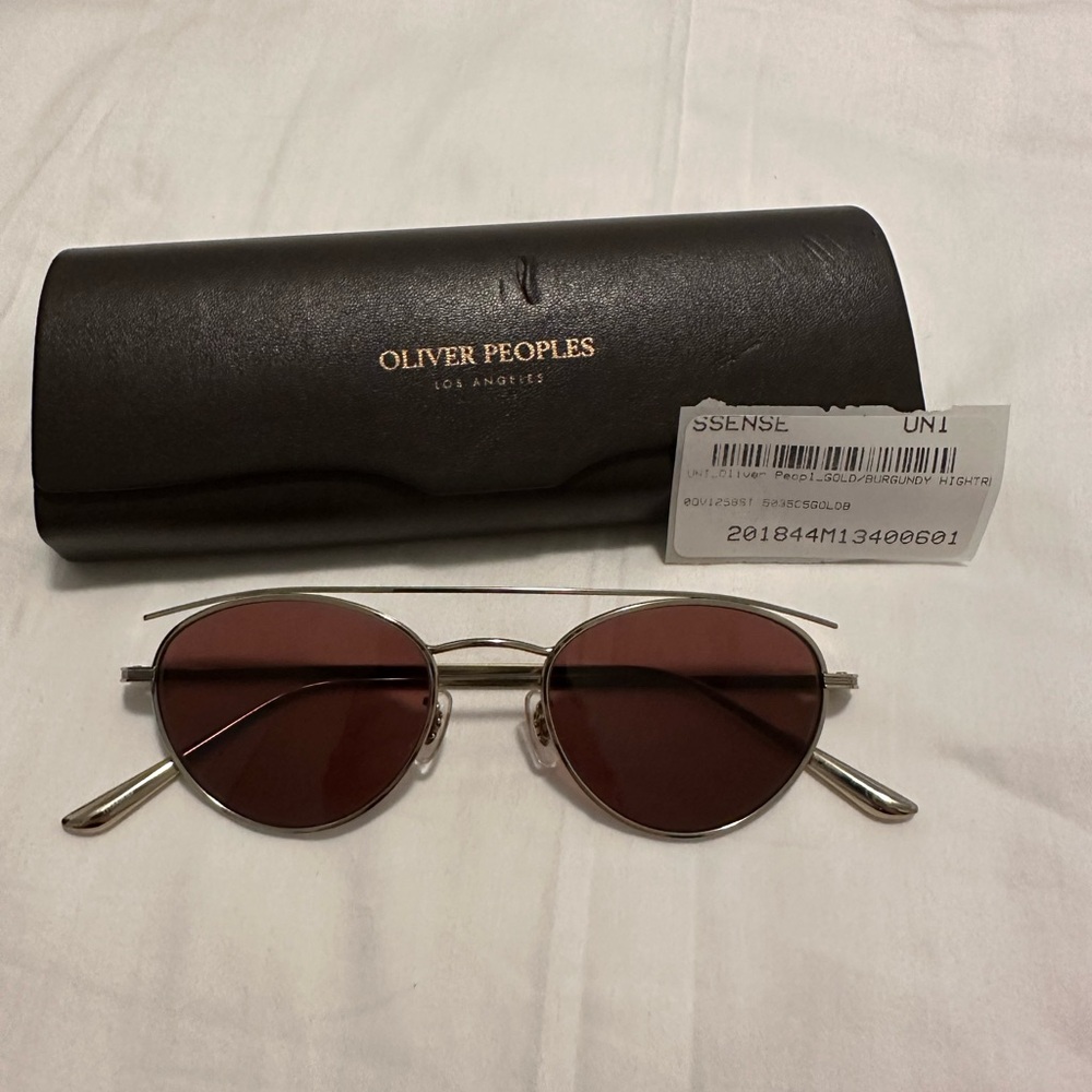 Oliver People’s x The Row Hightree in gold/burgundy